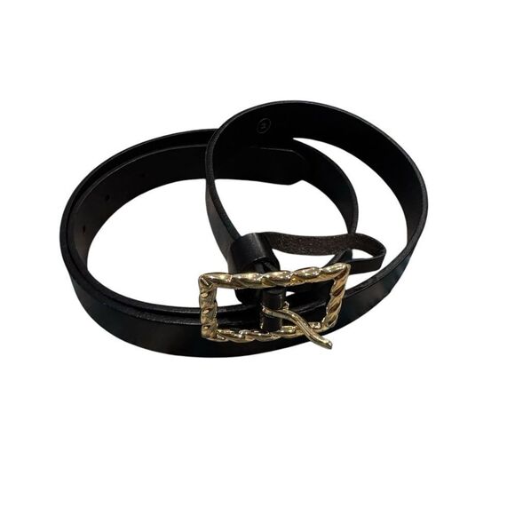 J.Crew Womens Classic Italian Leather Belt Twisted Buckle Black M - Picture 4 of 7